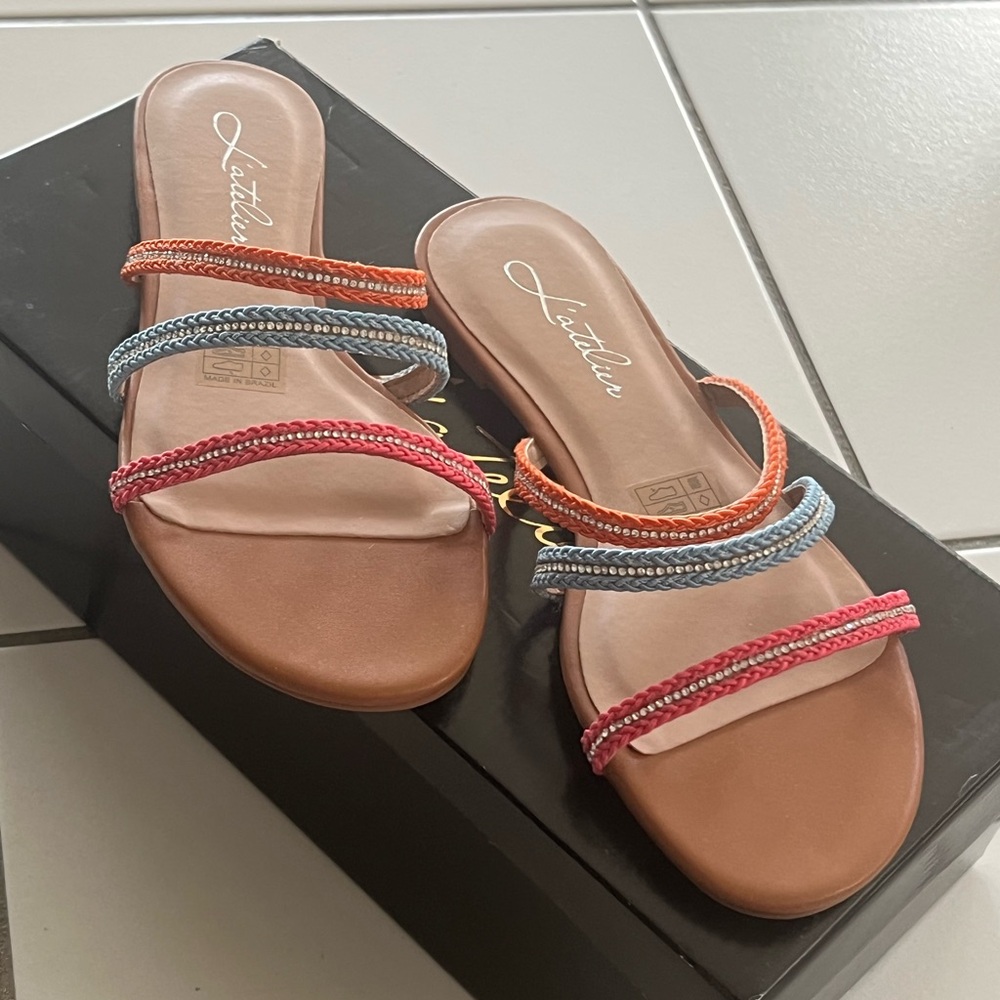 NWT L’atelier Multi Colot Strap Sandals